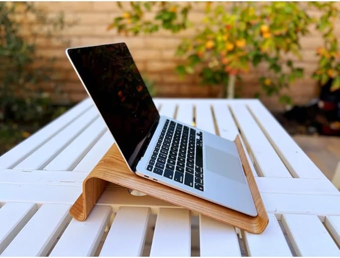 Laptop Stand, Natural Wood Laptop Holder & Notebook Stand, Adjustable Portable Lap Desk for Home Office, Bed, Couch, Improves Posture and Cooling for Laptops Up to 17 Inches