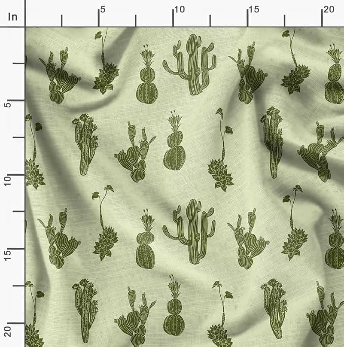 Soimoi Heavyweight Cotton Canvas Fabric Material- 56 Inch Wide, Green- Floral Print, Ideal for Making Durable Tote Bags, Backpacks, Jackets, Upholstery, Cushions, Outdoor Furniture Covers, 1 Yard