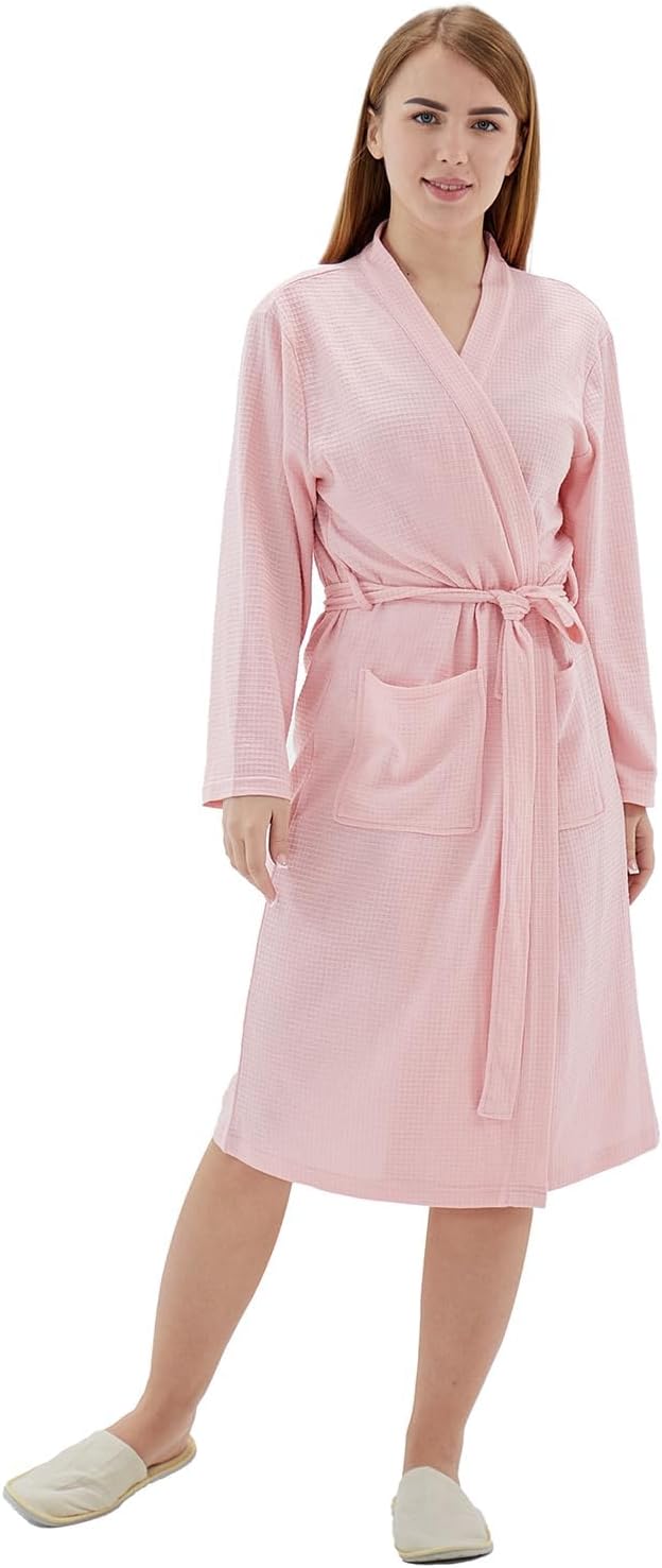 Women's Robes Luxury cotton Lightweight Summer Long Plus Size BathRobes for Women Soft Kimono Spa Knit Waffle Robes