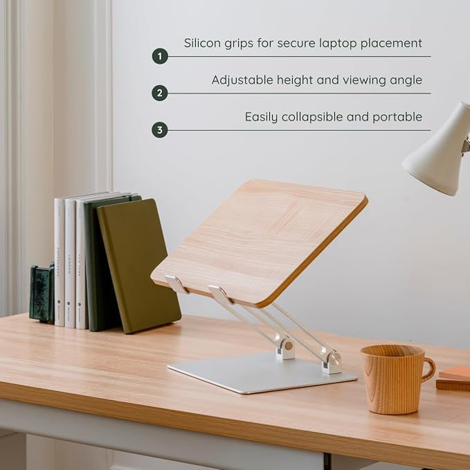 Branch Adjustable Laptop Stand, Portable Wooden Laptop Riser