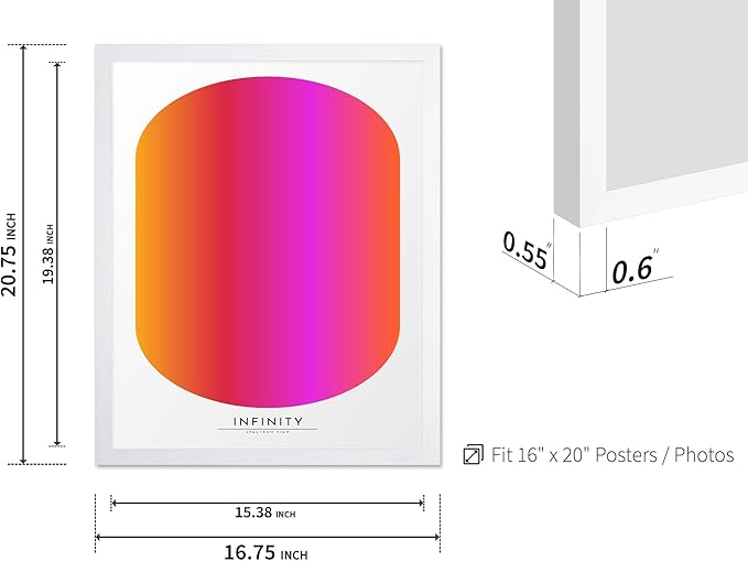 Monem Art Infinity Spectrum Gradient Print - Modern Geometric Abstract Poster - Wall Decor for Living Room, Bedroom or Office - 16x20 White Framed Wall Art by Rs Lab Studio