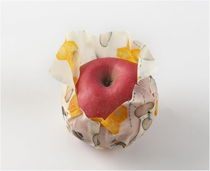 Reusable Beeswax Food Wraps for Fruits, Organic Cotton Beeswax Wrap Set, Zero Waste Eco-Friendly Alternative to Plastic Wrap, BPA-Free, for Fruit, Vegetable, Bowl Cover (3 Pack: S/M/L)
