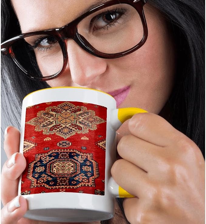 3dRose Natural Dyed Handmade Anatolian Carpet 11oz Two-Tone Yellow Mug