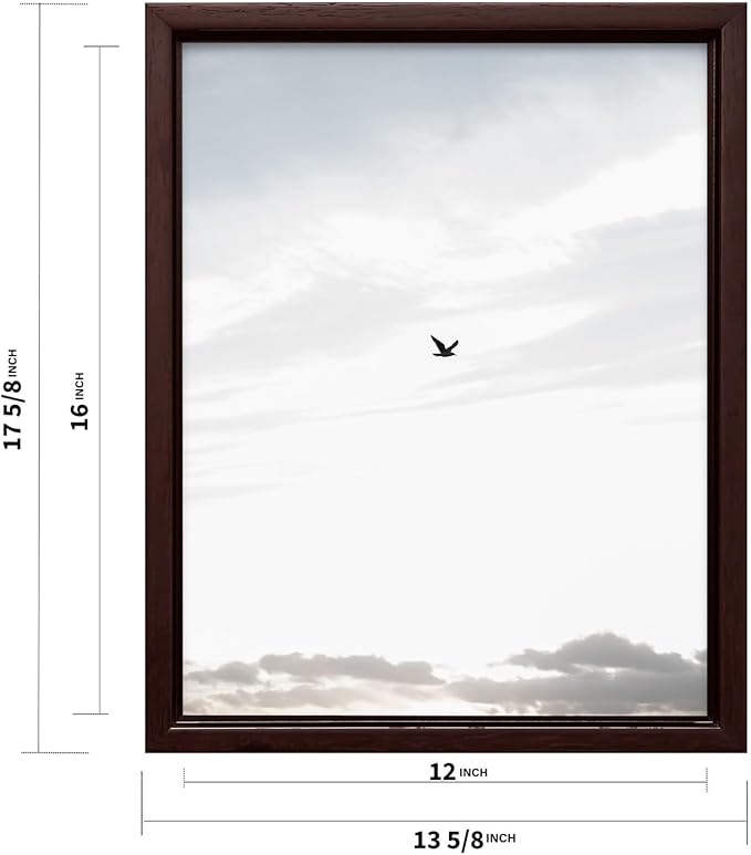 Monem Art Minimalist Bird in Sky Photography Print - Moody Nordic Landscape Art Poster - Wall Decor for Living Room, Bedroom or Office - 12x16 Brown Framed CANVAS Wall Art by Mareike Bohmer