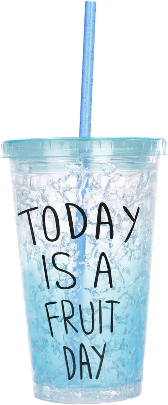 Dakoufish BPA-Free 12 Piece 11 Inch Reusable Clear Plastic Glitter Sparkle Drinking Straw Plus one Cleaning Brush (Blue,11inch)