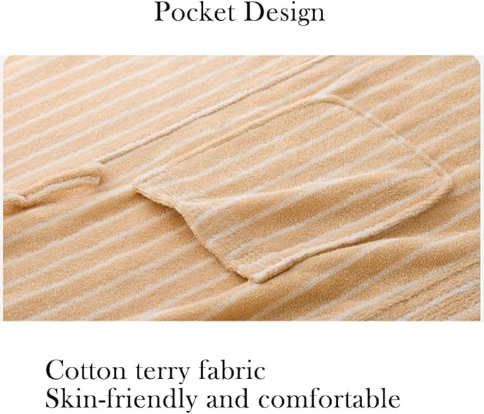 Cotton Terry Stripe Bathrobe For Women And Men,Luxury Kimono Soft Terry Cloth Robe,Comfortable Loungewear Nightwear