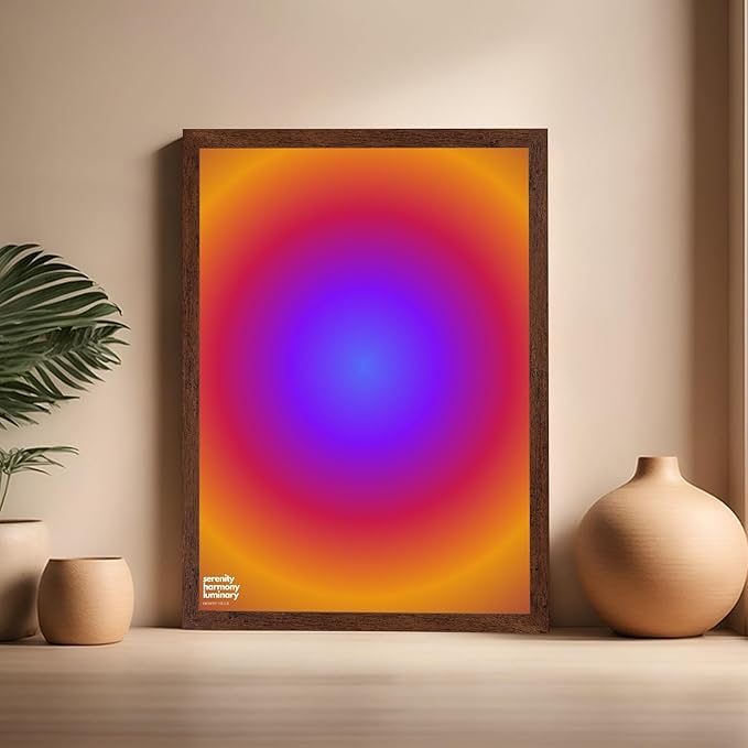 Monem Art Radiant Infinity Circle Gradient Print - Modern Abstract Color Field Poster - Wall Decor for Living Room, Bedroom or Office - 16x20 Brown Framed Wall Art by Rs Lab Studio