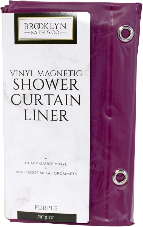 Dependable Industries inc. Essentials Bathroom Magnetized Shower Curtain Liner with Metal Grommets Waterproof (Purple)