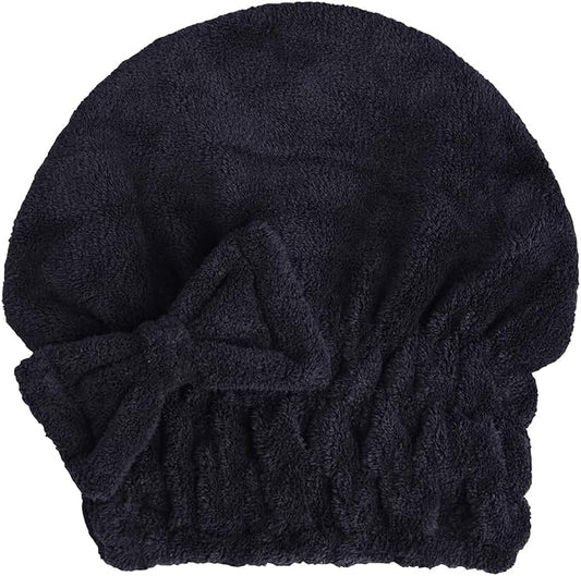 HOPESHINE Microfiber Hair Towel Cap for Women Wet Short or Long Curly Hair Super Absorbent Quick Dry Turbans Anti Frizz Great Gift for Women and Girls (Black, 1)