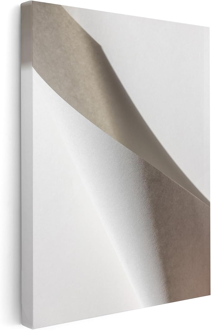 Monem Art Minimalist Folded Paper Abstract Print - Scandinavian Neutral Texture Art Poster - Wall Decor for Living Room, Bedroom or Office - 24x32 STRETCHED CANVAS Wall Art by Mareike Bohmer