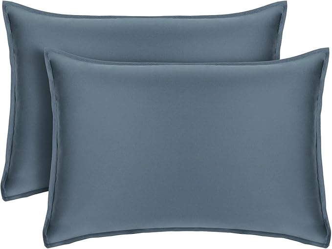Tafts Pillow Cases Queen Size - Pure 100% Viscose Derived from Bamboo Luxuriously Soft, Silky, Cooling, Double Stitched, Envelope Closure (2 Pillowcases, Slate Blue)