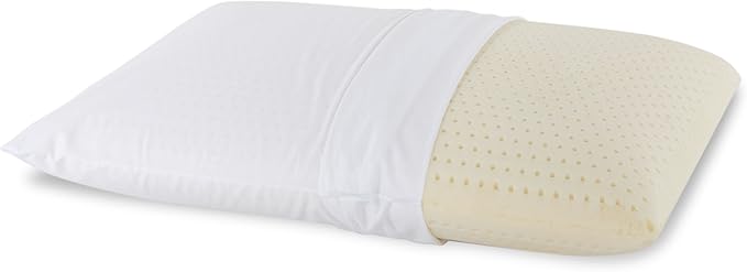 I AM Natural Talalay Latex Medium Support Bed Pillow for Sleeping, Removable and Breathable 100% Cotton Cover, White
