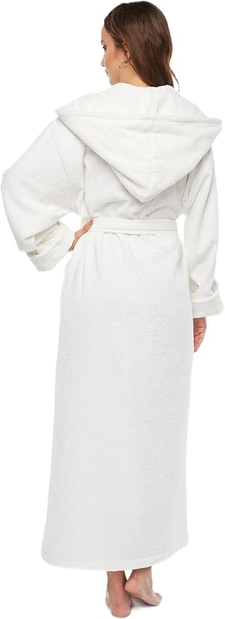 Arus Women's GOTS Certified Organic Cotton Hooded Full Length Turkish Bathrobe