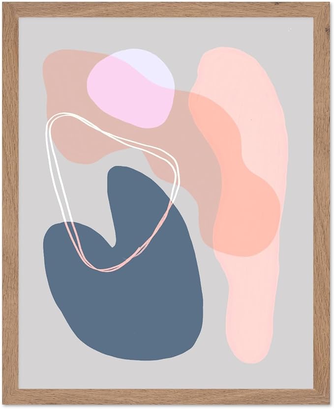 Monem Art Abstract Organic Shapes Print - Minimal Scandinavian Line Art Poster - Wall Decor for Living Room, Bedroom or Office - 12x16 Beige Framed Wall Art by Mareike Bohmer