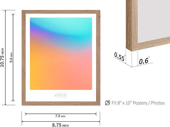 Monem Art Mystic Iridescent Gradient Print - Minimalist Abstract Color Field Poster - Wall Decor for Living Room, Bedroom or Office - 8x10 Beige Framed Wall Art by Rs Lab Studio