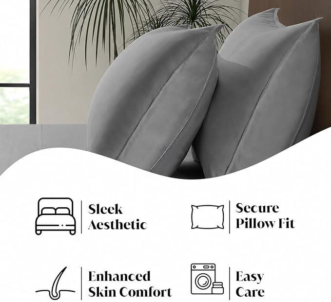 Queen Envelope Pillowcase Set | 100% Viscose | Organically Grown | Ultra Soft | Cooling | 2pcs [Slate]