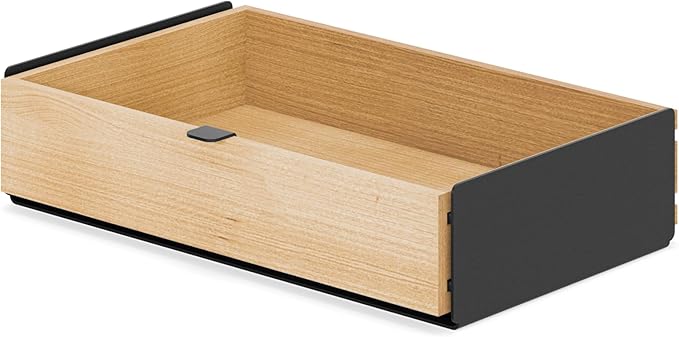 OAKYWOOD Large Modular Drawer – Solid Wood Desk Organizer with Drawers – Document Holder & Office Storage – For Home Office Use – Black Oak – Single Size