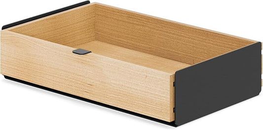 OAKYWOOD Large Modular Drawer – Solid Wood Desk Organizer with Drawers – Document Holder & Office Storage – For Home Office Use – Black Oak – Single Size