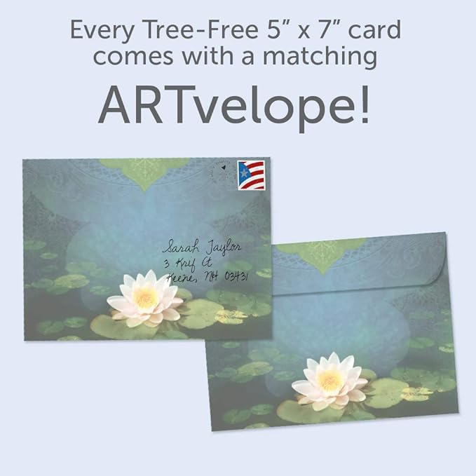 Tree-Free Greetings Single Card with Matching Envelope, Eco Friendly, Made in USA, 100% Recycled Paper, 5"x7", Bouquet Of Light Friendship (GO54393)