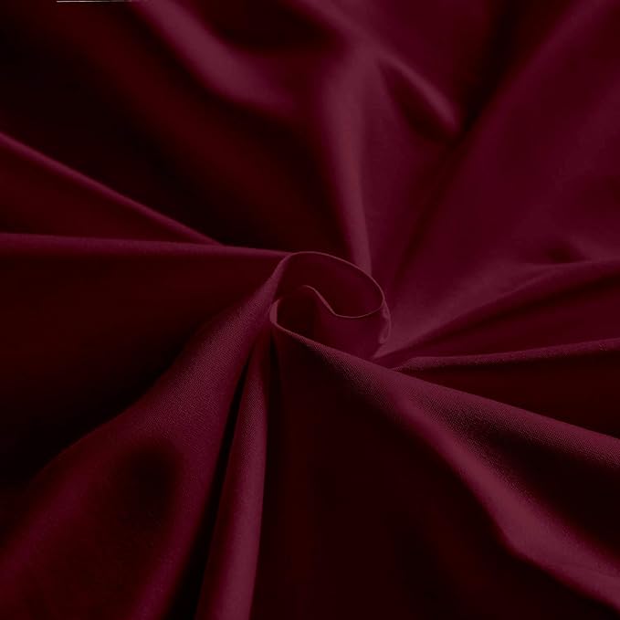 100% Real Certified Organic Cotton Bedsheet Set, Split King Size 7 Piece 800-Thread-Count Sheet Set, [2 Fitted + 1 Flat + 4 Pillowcases], Extra 30" Deep Pocket - Burgundy