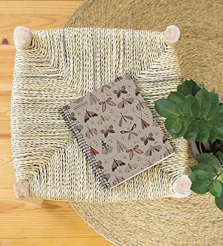 Miquelrius - 100% Recycled Notebook Notebook, 1 Colour Stripe, A4, 80 Sheets of 5 mm, 80 g Paper, 4 Drills, Recycled Cardboard Cover, Eco Butterfly Design