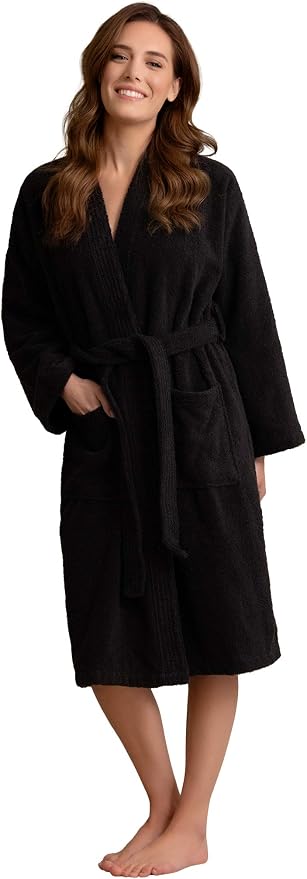 Women's Turkish Terry Kimono Style Bathrobe - 100% Cotton Robe for Women - Comfortable & Absorbent - Soft & Cozy Wear