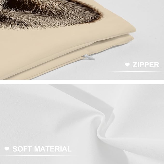 Shrahala Cute Kangaroo Decorative Throw Pillow Cover, Sepia Toned Kangaroo Portrait Lumbar Pillowcase Blended Double-Sided No Inserts for Bedroom Living Room Set of 2 (12 x 20 in)