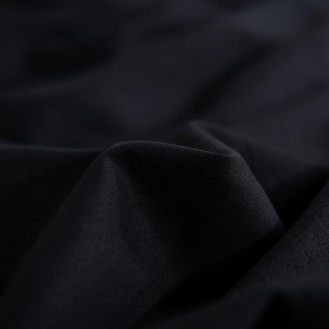 NEXHOME PRO Full Duvet Cover Set – 100% Certified Organic Cotton with Washed Feel & Linen-Like Texture, Comfortable & Breathable, Home Bedding Set Black (No Comforter)