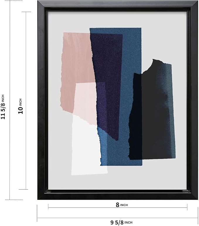 Monem Art Abstract Torn Paper Collage Print - Minimalist Modern Art Poster - Wall Decor for Living Room, Bedroom or Office - 8x10 Black Framed CANVAS Wall Art by Mareike Bohmer