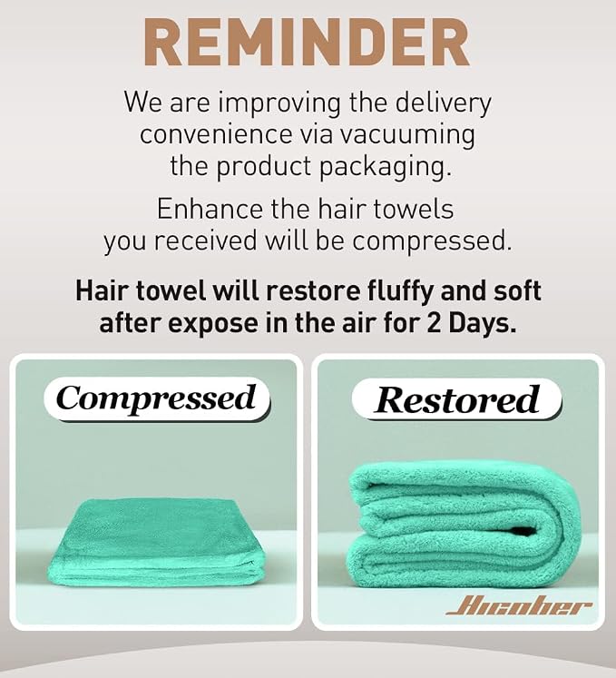 Hicober Microfiber Hair Towel, Hair Turbans for Wet Hair, Drying Hair Wrap Towels for Curly Hair Women Anti Frizz, 3 Packs (Green,Purple,Grey)
