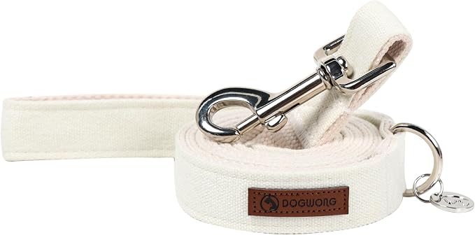 DOGWONG Cotton Hemp Dog Leash, Heavy-Duty White Wedding Durable Soft Natural Fabric Pet Dog Leash for Small Medium Large Dog