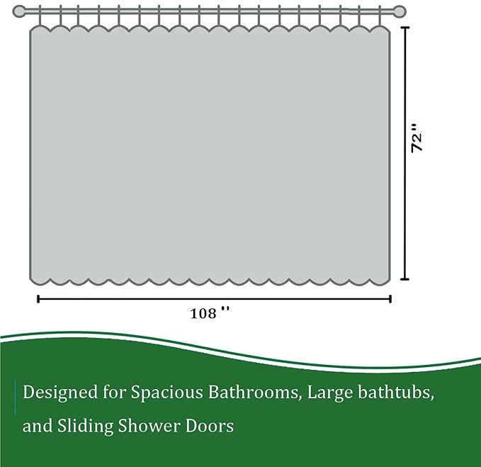 Extra Wide Plastic Shower Curtain Liner 108x72 with 6 Magnets, Clear Heavy Duty Weighted Wide Shower Liner for Bathroom, Waterproof, No Smell with 18 Rustproof Grommets