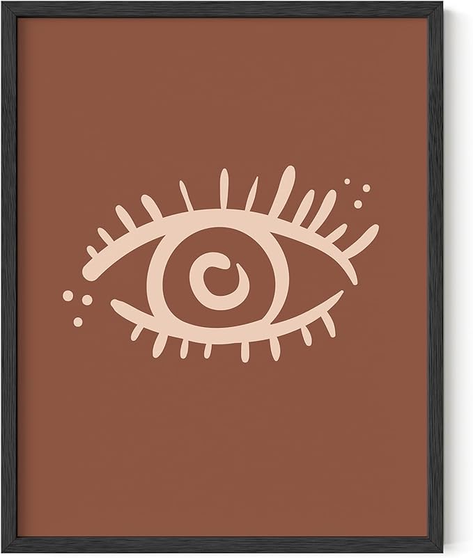 Y2K BOO Mystical Evil Eye UNFRAMED Wall Art Nazar Protection Symbol Earth Tones Terracotta Mid Century Modern 11x14 Inch Heavyweight Paper Boho Spiritual Decor