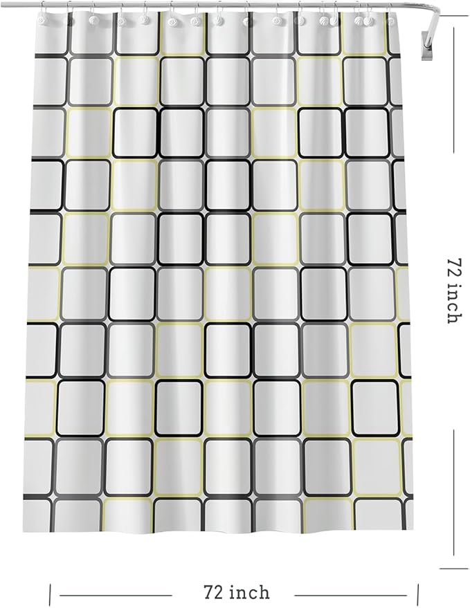 TIKABC Shower Curtain Liner, 4G PEVA Shower Liner, Plastic Waterproof Shower Curtains, 72x72 inch with Grommet Holes 3 Magnetic Weights