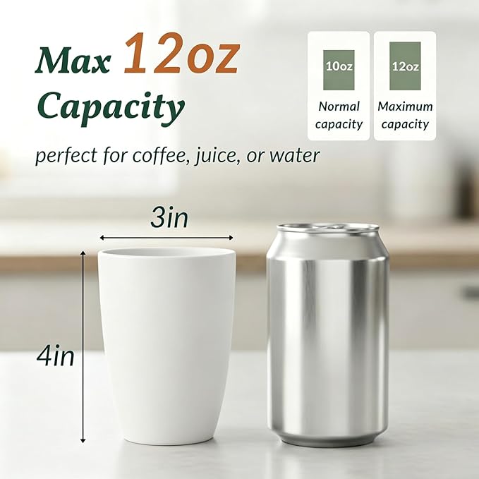 Homienly Wheat Straw Cups 12oz Unbreakable & Easy to Clean Cups Reusable Outdoor Drinking Cups for Travel,Camping,Picnic, Refrigerator and Dishwasher Safe Stackable Water Tumblers- White