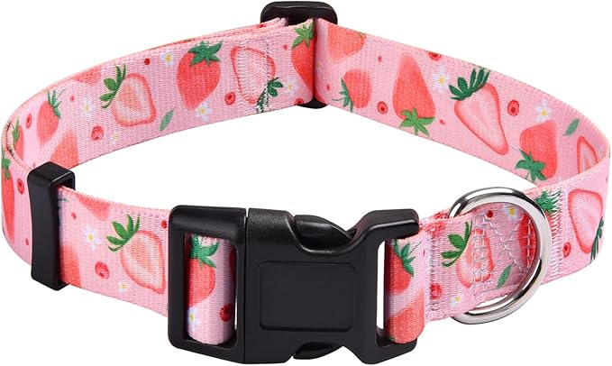 MarukoPet Dog Collar, Adjustable for Small Medium Large Dogs Puppy, Cute Design with Bohemia Floral Tribal Geometric Patterns Boys Girls Dog Collar(Strawberry,XS)