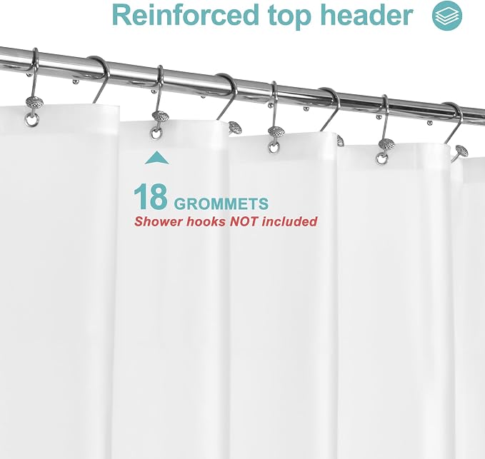 Mrs Awesome Extra Wide Frosted Shower Curtain Liner with 8 Magnets, 108x72 Premium Flexible Sturdy Plastic Shower Curtain for Bathroom, Waterproof, Frost