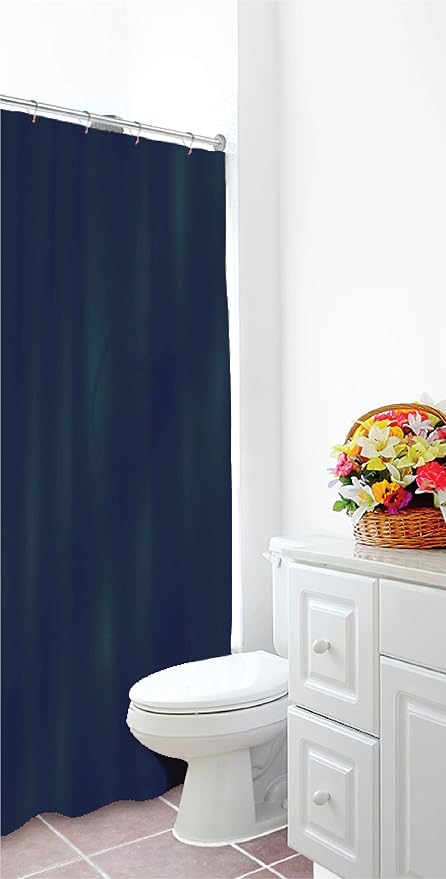 Home Expressions Premium 6 Guage PEVA Shower Curtain Liner - PVC Free Magnetized Bottom Odorless with Rustproof Grommets 70"x72" (Navy)