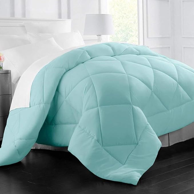 Full/Queen Comforter Insert, All Season Down Alternative, Box Stitching, Lightweight Corner Tabs, 89"x89", Gray