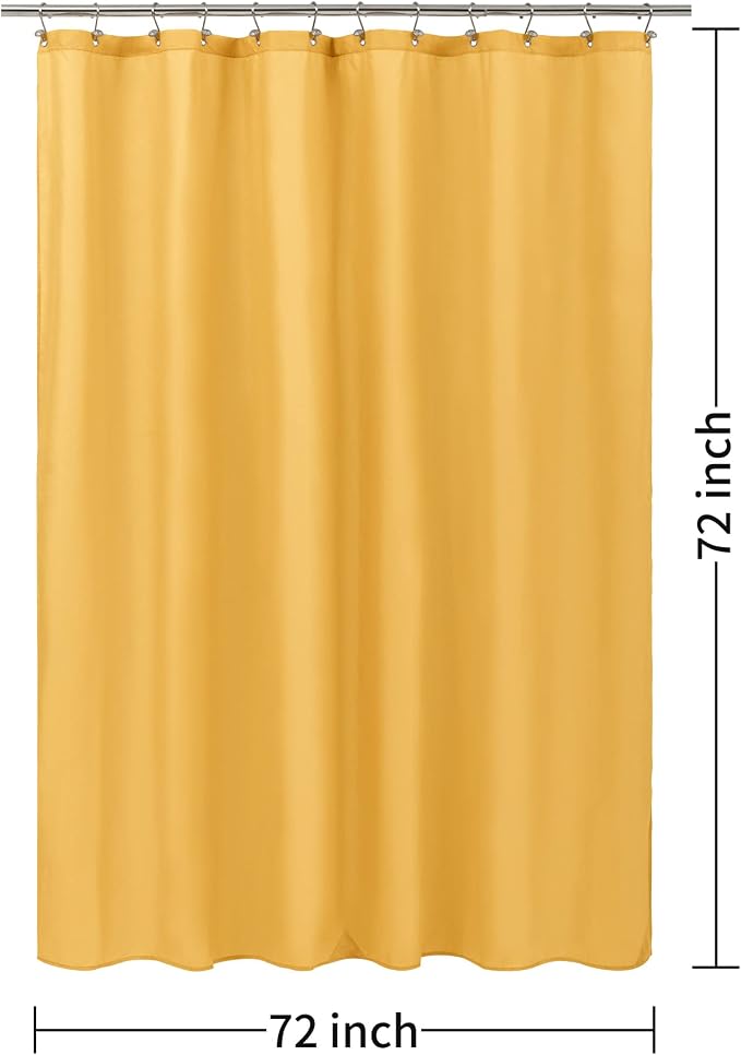 ALYVIA SPRING Yellow Shower Curtain or Liner with 3 Magnets - Soft Hotel Quality Fabric Shower Curtain for Bathroom, Light-Weight & Machine Washable - Standard Size 72x72, Mustard Yellow