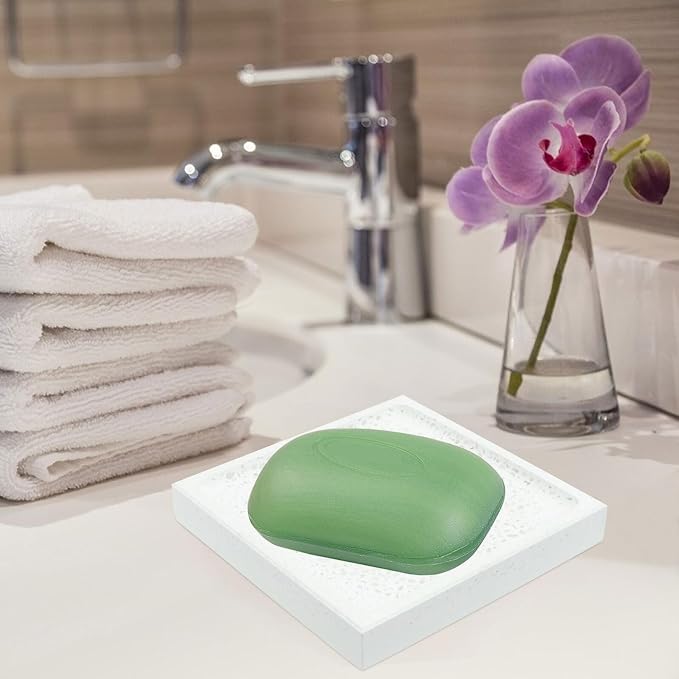BESTOYARD Diatomite Soap Dish Holder Square Soap Container with Water-Absorbent Quick-Drying
