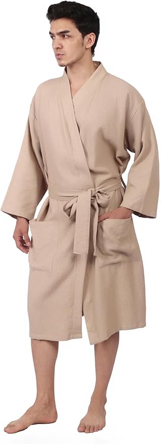 Women's Waffle Bathrobe – 100% Cotton, Lightweight & Absorbent, Spa Robe, Hotel & Lounge Robe