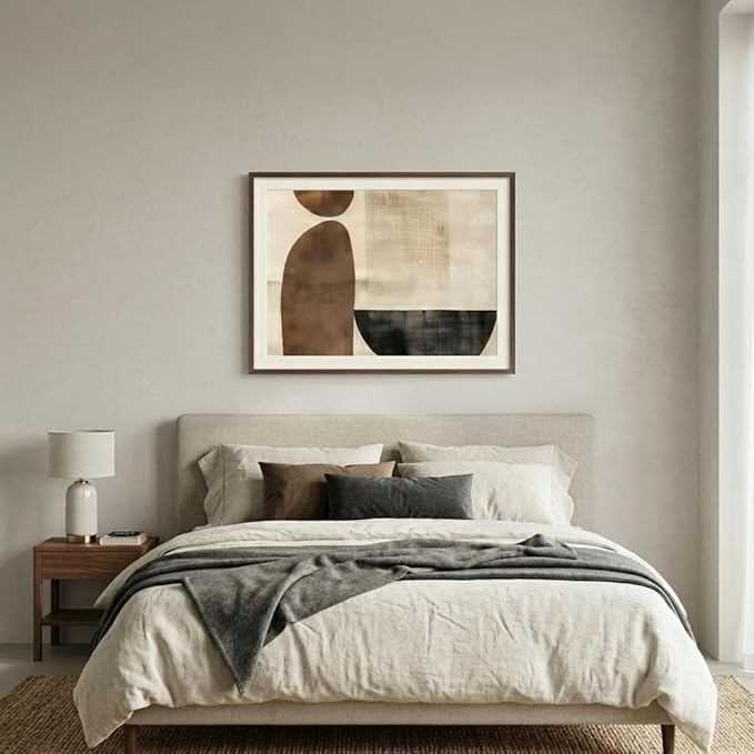 Moonow7 Minimalist Abstract Neutral Wall Art Poster, Geometric Print for Living Room, Bedroom, Office, Entryway, Modern Aesthetic Home Accent, Contemporary Decor, Unframed Size 20x25 cm / 8x10″