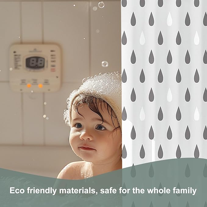 Plastic Shower Curtain Liner, Premium EVA 6G Raindrop Shower Curtain, Shower Curtains for Bathroom with 3 Magnetic Weights and Rustproof Grommets (Raindrops, 72x72 in)