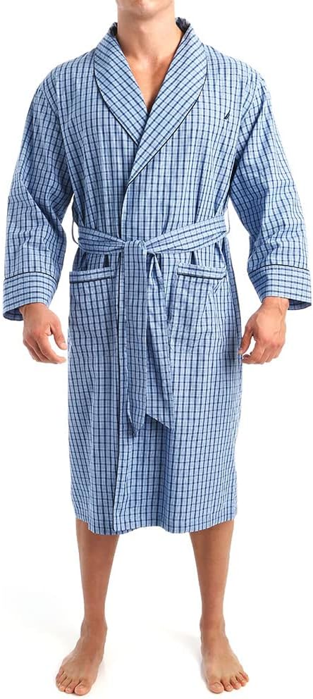 Nautica mens Long Sleeve Lightweight Cotton Woven Robe