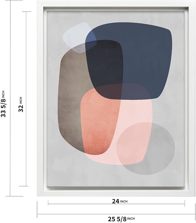 Monem Art Pastel Abstract Organic Shapes Print - Scandinavian Minimalist Art Poster - Wall Decor for Living Room, Bedroom or Office - 24x32 White Framed CANVAS Wall Art by Mareike Bohmer