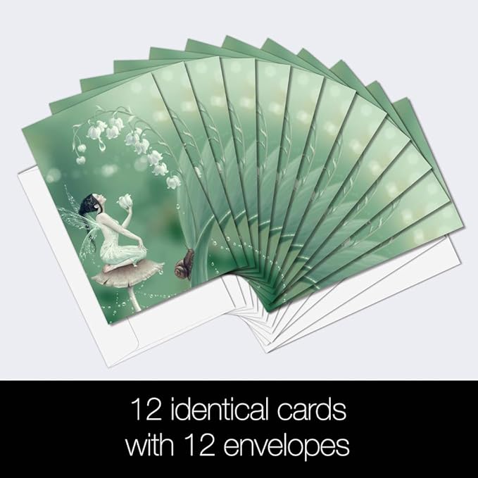 Tree-Free Greetings - All Occasion Cards - Artful Designs - 12 Greeting Cards + White Envelopes - Made in USA - 100% Recycled Paper - 4 x 6 - Lily of the Valley (FS66498)