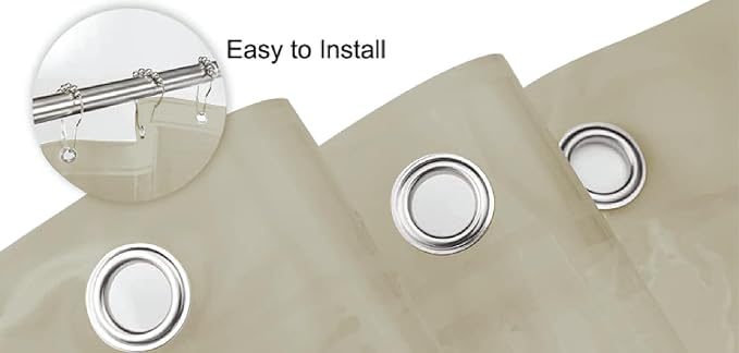 Home Expressions Brooklyn Bath & Co. Premium PEVA Shower Curtain Liner – Beige, 70 x 72 Inch, Waterproof Heavy Duty Shower Liner with Rustproof Grommets & 3 Magnets (Beige)