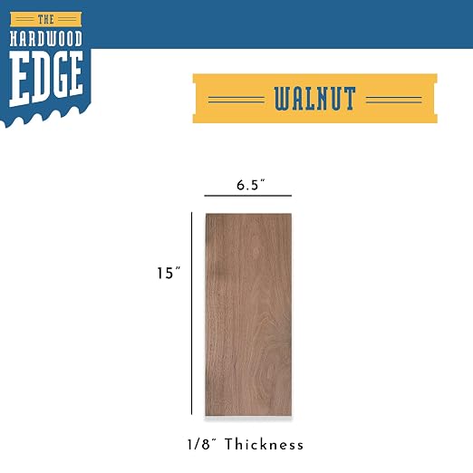 Walnut Hardwood Planks - Walnut Wood for Unfinished Wood Crafts - 100% Pure Hardwood - Laser Engraving Blanks - Solid Hardwood Planks for Crafts (1/8″ x 6 1/2″ x 15″, 2)