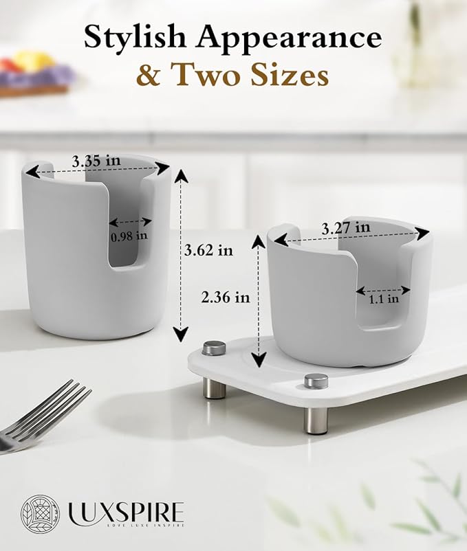 Luxspire Diatomite Sponge Holder for Kitchen Sink, Fast Drying Stone Sponge Holder, Water Absorbing Stone Dish Sponge Caddy for Kitchen Sink Counter, Light Gray, Small